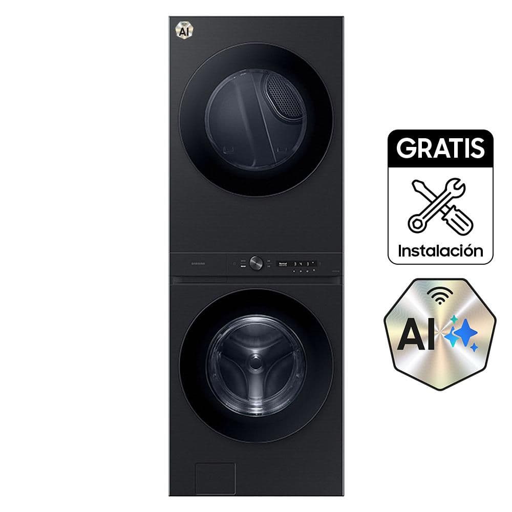 Torre de Lavado y Secado SAMSUNG Gas 22Kg Laundry Hub Bespoke WH22DBH570GVCO Negro