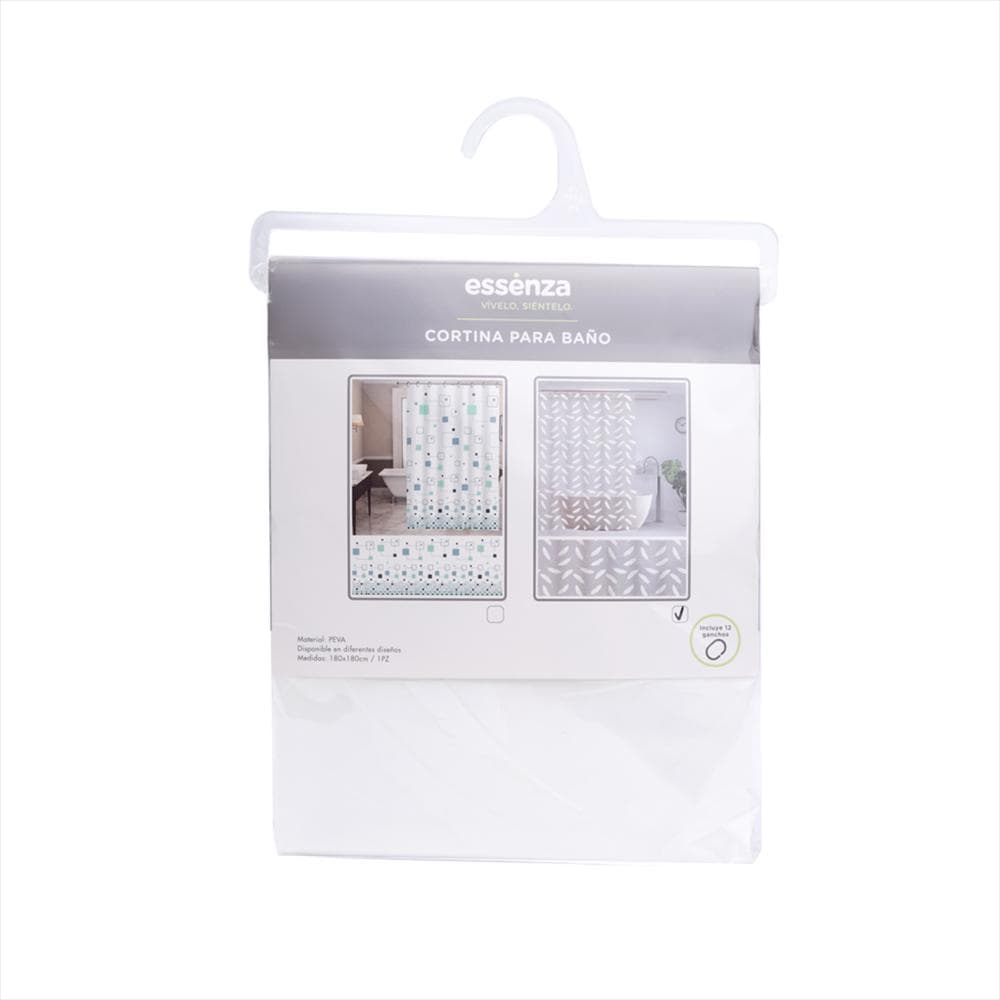 Cortina De Baño Peva Plumas Blanco 180X180cm Essenza
