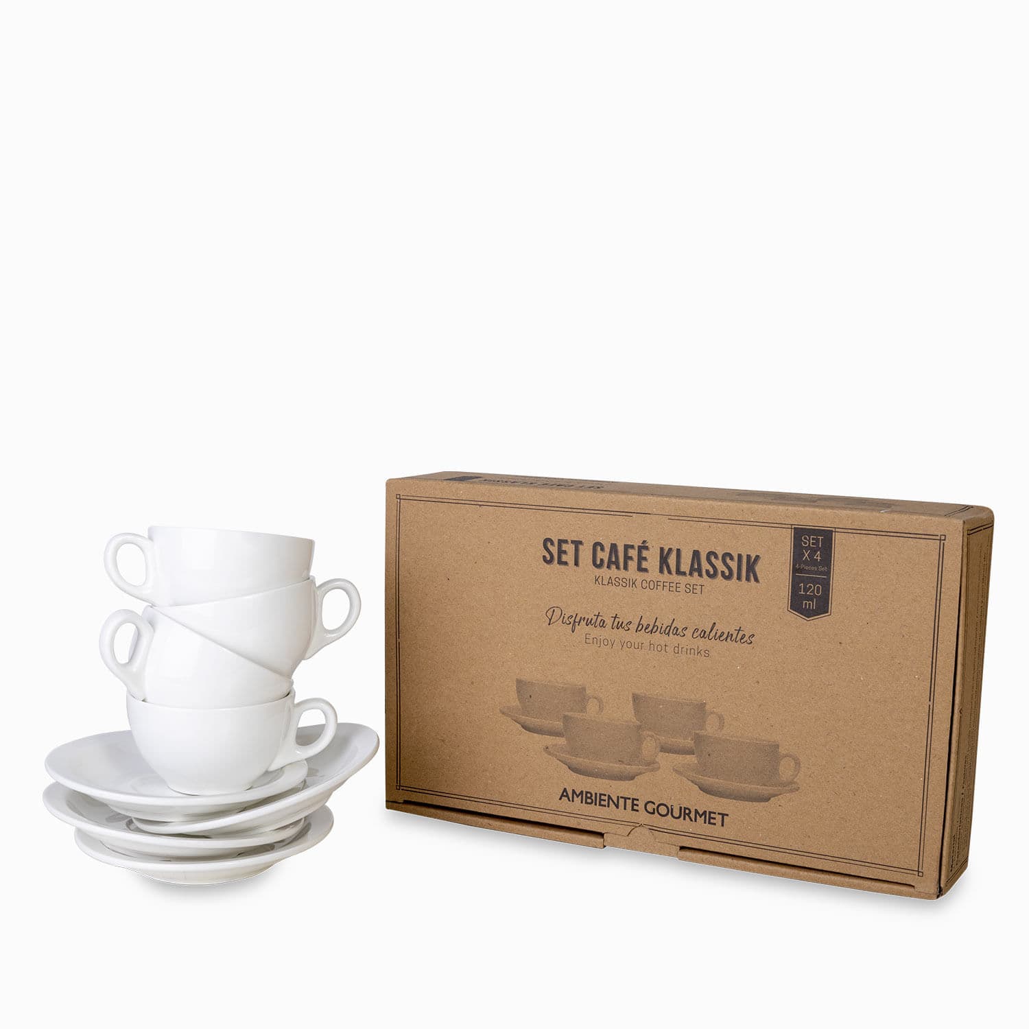 Pocillo y plato Klassik 120ml 8 piezas